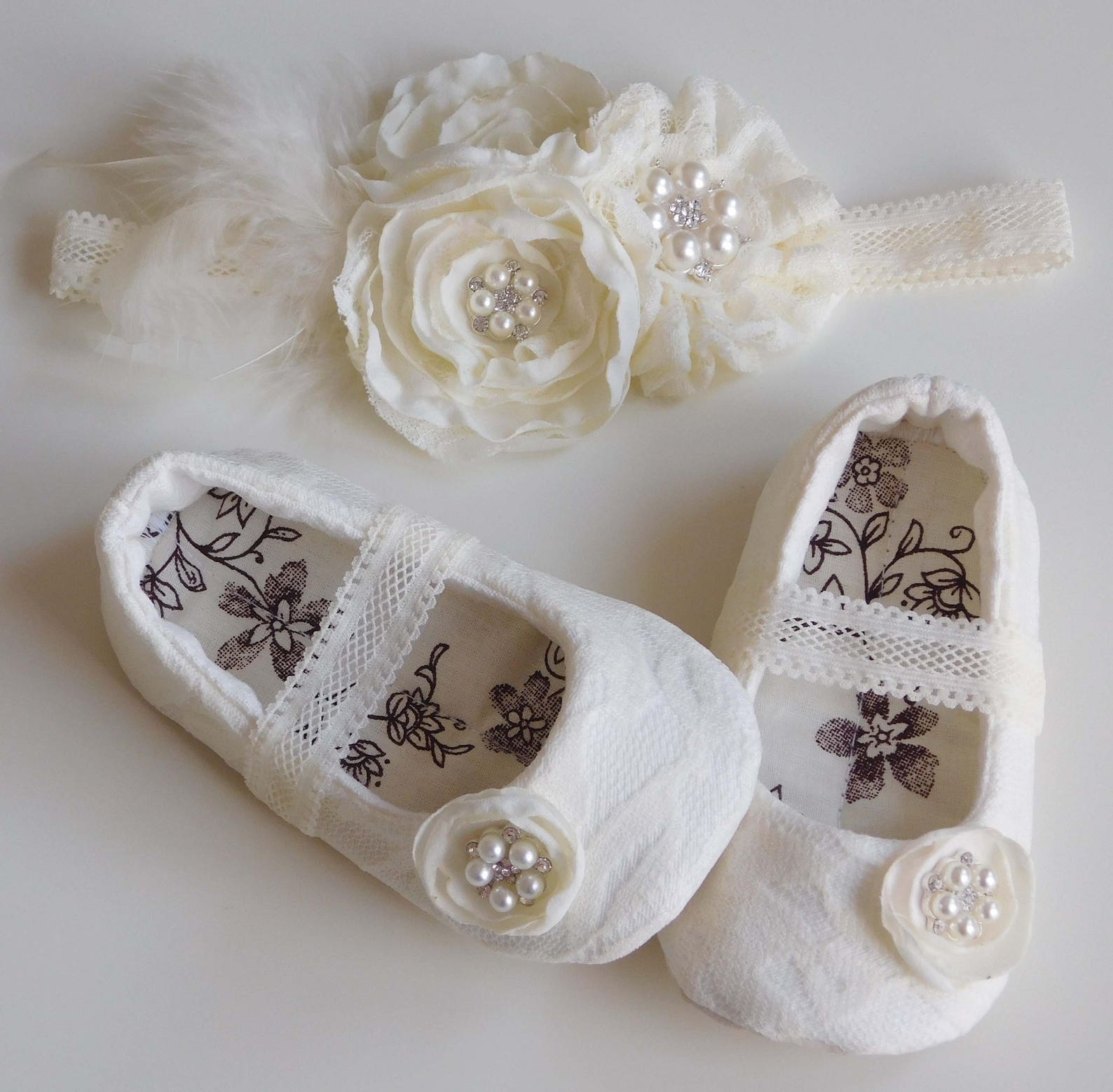 white flat flower girl shoes