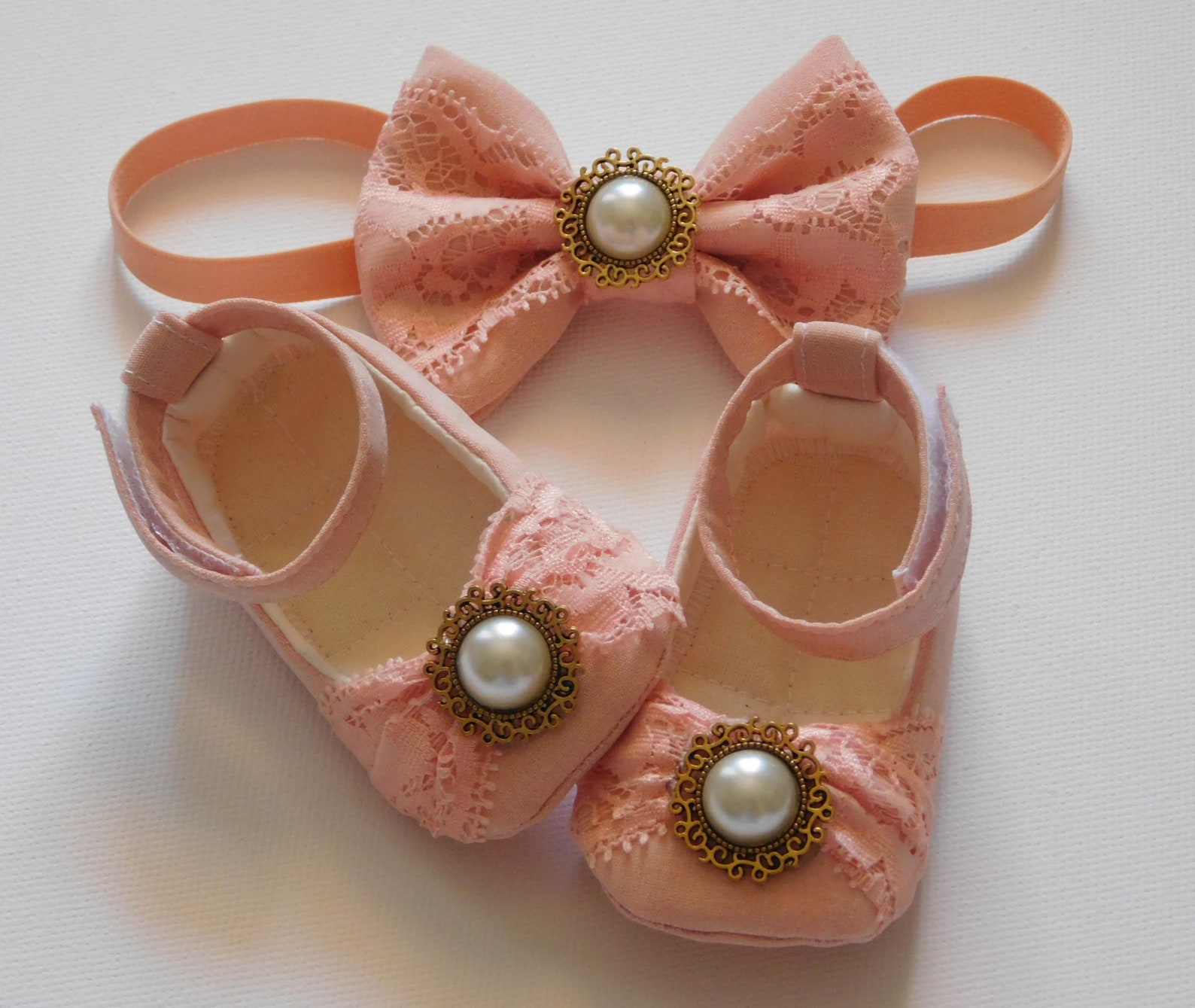 baby shoes salmon pink shoes baby gift baby shower soft shoes white girl ballet flats baby headband