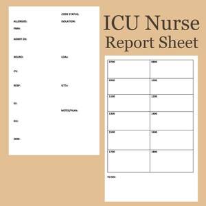 ICU Nurse Report Sheet