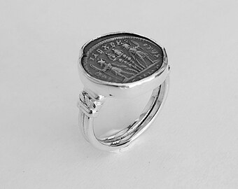 Silver Coin Ring, Sterling Silver Ring, Byzantine coin ring, Replica jewelry, gift for women, roman jewelry, ancient ring, artisan ring