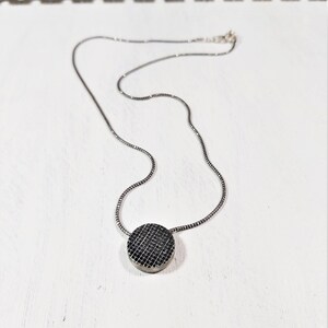 Round silver pendant, Sterling Silver Pendant Necklace for men, oxidized silver pendant Necklace, silver button pendant, Mens jewelry