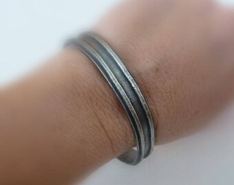 Sterling Silver Minimalist Bracelet, organic bracelet, Artisan Modern jewelry, Oxidized bracelet, rustic bracelet, silver cuff bracelet