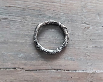 Rustic silver ring, Sterling silver band, Oxidized jewelry, Simple band ring, curved ring, wire band, wedding band for men