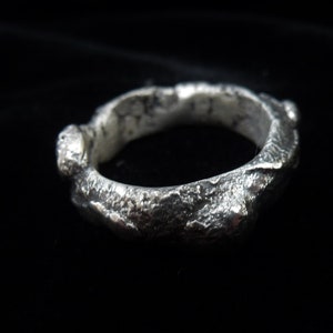 Organic silver ring for men, textured ring, Unique Brutalist ring, raw Silver band, Contemporary jewelry, Artisan jewelry,  rustic ring
