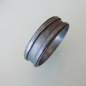 Oxidized Silver wedding band ring, wedding set, black stripes Wedding band, hand crafted wedding ring, wedding band, 8 mm band, wedding set
