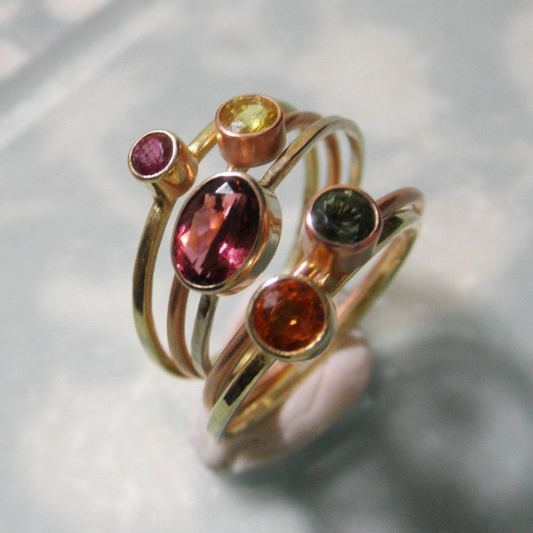 Peach Pink Oval cut Tourmaline White Gold Ring by GENJEWEL - Engagement Ring