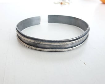 Sterling Silver rustic Bracelet, organic bracelet, Artisan Modern jewelry, Oxidized bracelet, minimalist bracelet, silver cuff bracelet