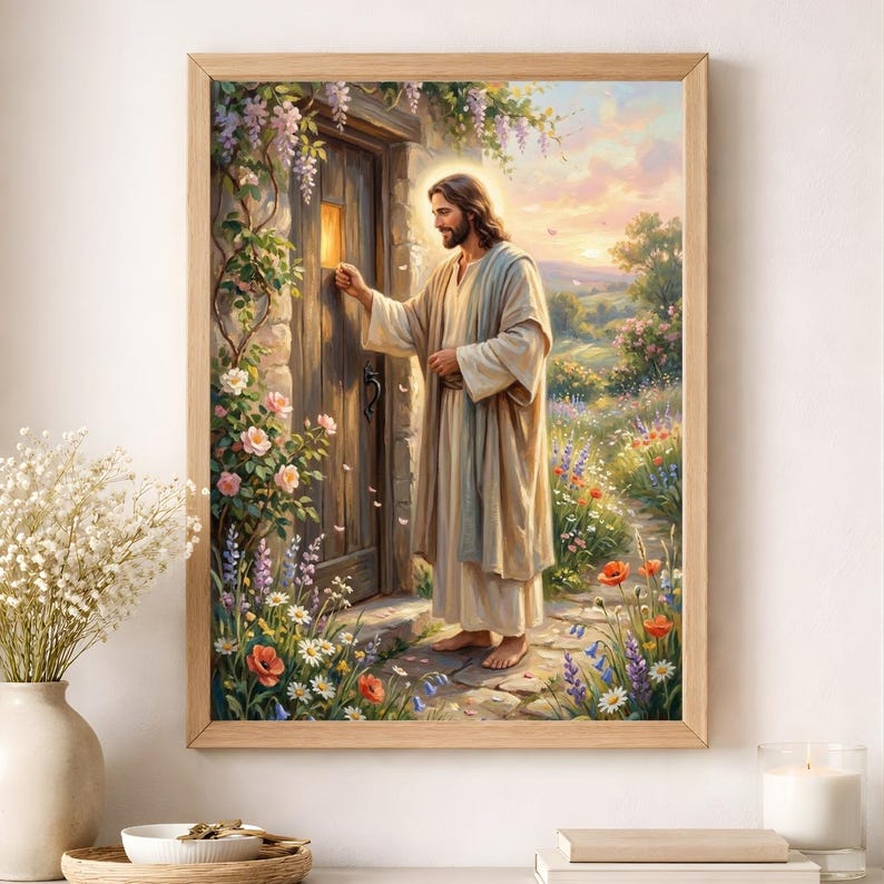 Jesus Knocking on Door Wall Art Printable, Christ at the Door Painting ...