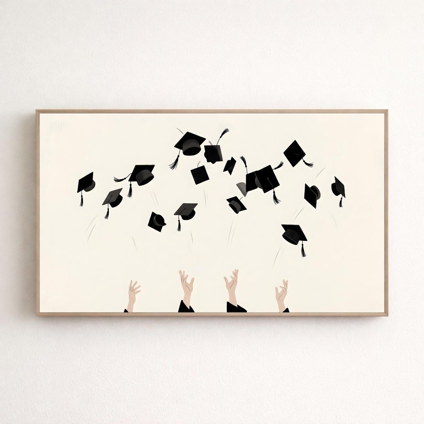Graduation Wall Art Printable, Minimalist Cap Toss Frame TV Art, Class ...