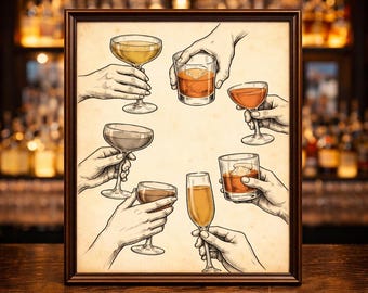 Cheers Printable Wall Art, Bar Cart Decor Sign, cheers print Digital Download