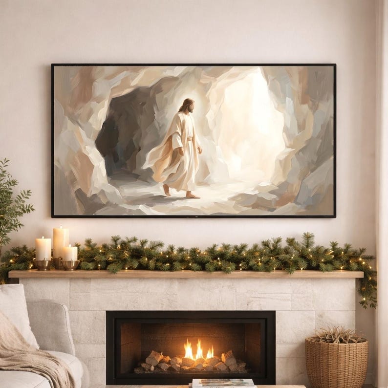 Jesus Resurrection Wall Art Printable, Christian Faith Frame TV Art ...