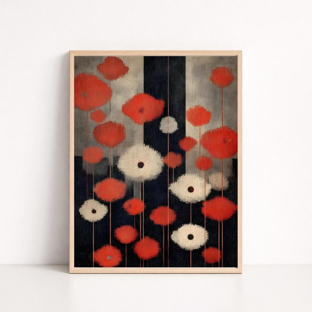 Red Poppy Floral Wall Art Printable, Modern Abstract Flower Print ...