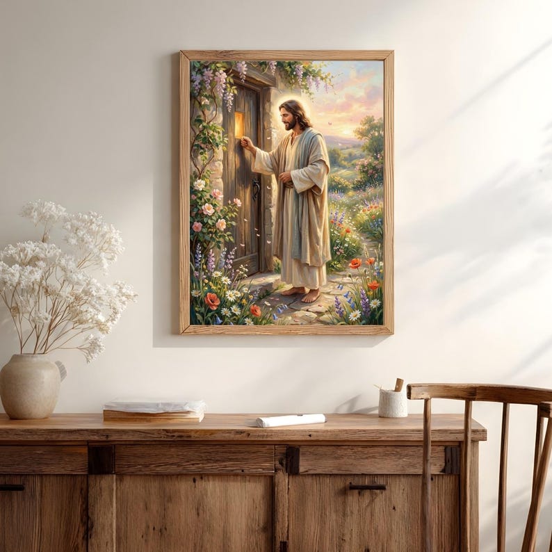 Jesus Knocking on Door Wall Art Printable, Christ at the Door Painting ...