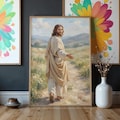 Follow Christ – Jesus Walking Path Wall Art | Christian Printable TV Frame Art | Digital Download