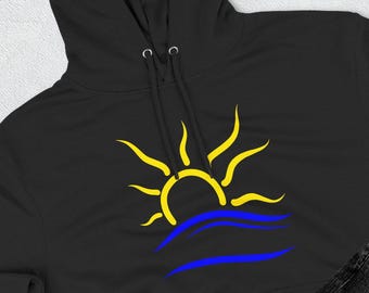 Universal Naturist Symbol Hoodie Minimalist Sun and Wave Design Body Positive Sweatshirt Unisex Naked Pullover Nudist Gift
