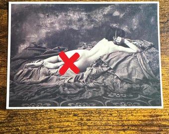 Mature: Vintage The Walkman Postcard by Jan Saudek Nude Woman Postcard 4x6 print