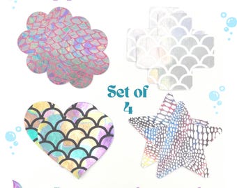 Sparkle Mermaid Nipple Covers Disposable Pasties Self Adhesive Bling Breast Stickers Soft Nipple Cover Club Beach Party Clothing Optional