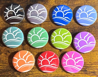 Nudity Pinback Buttons 2.25" Universal Naturist Symbol White Symbol Various Backgrounds