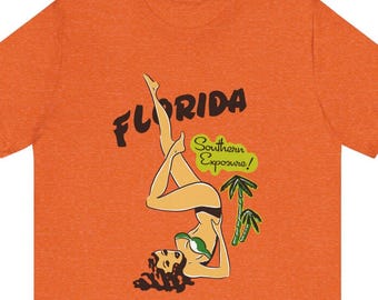Florida Southern Exposure T-Shirt Retro Pin Up Girl Summer Vibes Tee Beach Vacation Shirt Gift 50s Bathing Suit Design