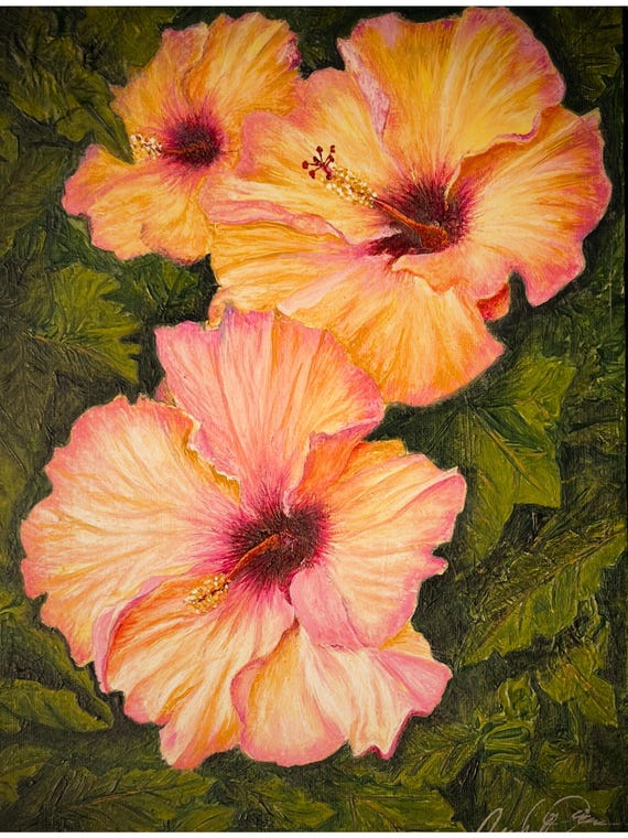 Hibiscus Art Print No. 2 – Tropical Flower Wall Art – Botanical Floral Print – Pink Painting – Beach House Decor – Tropical Art