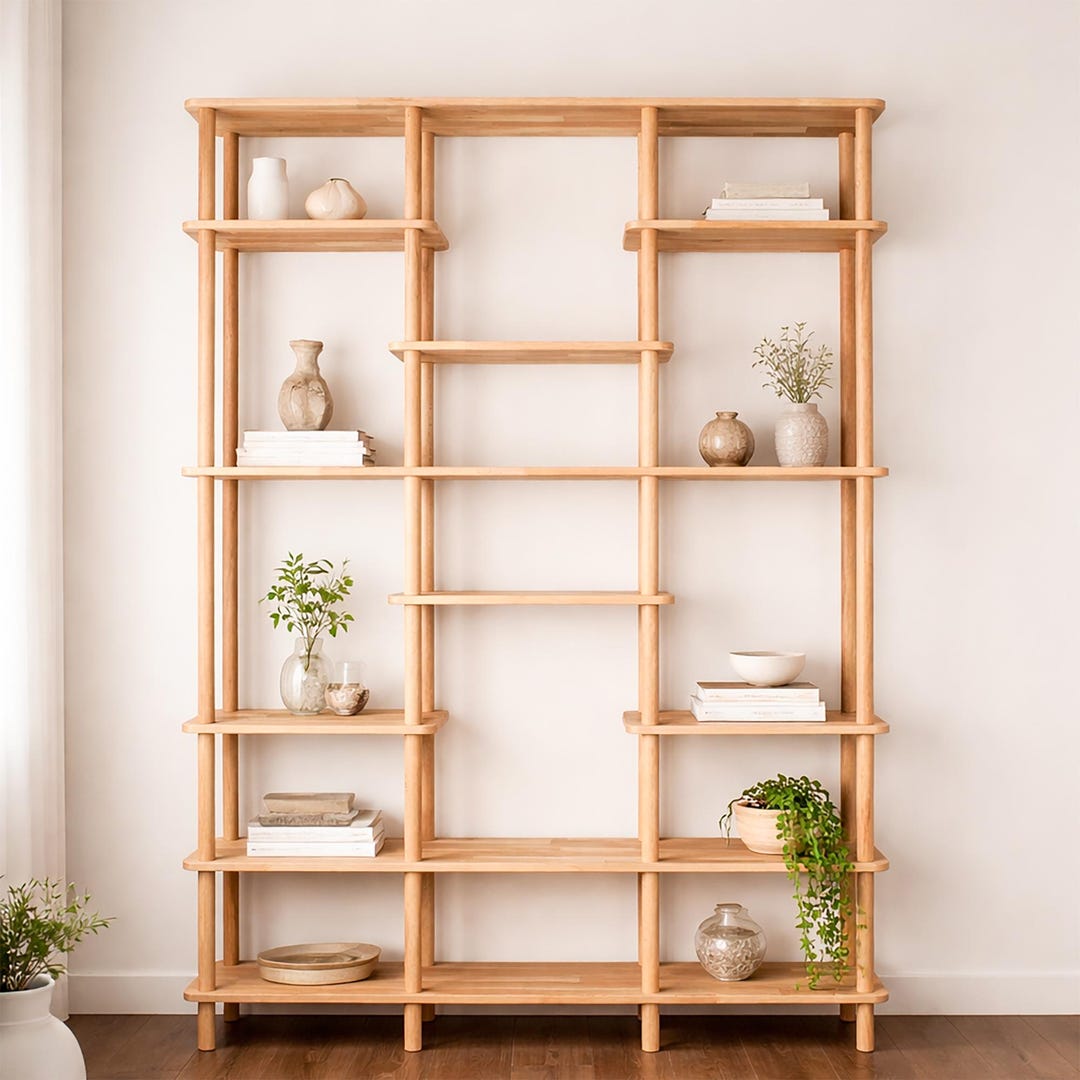 Handcrafted Solid Beech Wood Bookcase . Designer Room Divider - Etsy