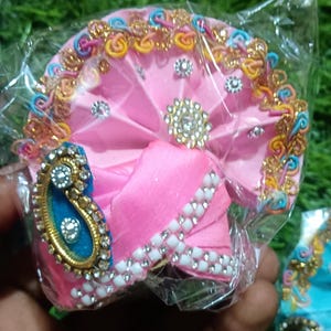 5 set of laddu gopal ji mukut , Mukut for 7 inch Laddu Gopal, Bal Gopal Kanha Ji Thakur Ji handmade mukut vrindavan  mukut made in vrindavan