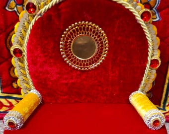 Handgefertigte Holz Laddu Gopal Ji Singhasan Handgefertigte Krishna Ji Bett Thron für Home Tempel, Hindu Gott Mandir Zubehör für Janmashtami Pooja
