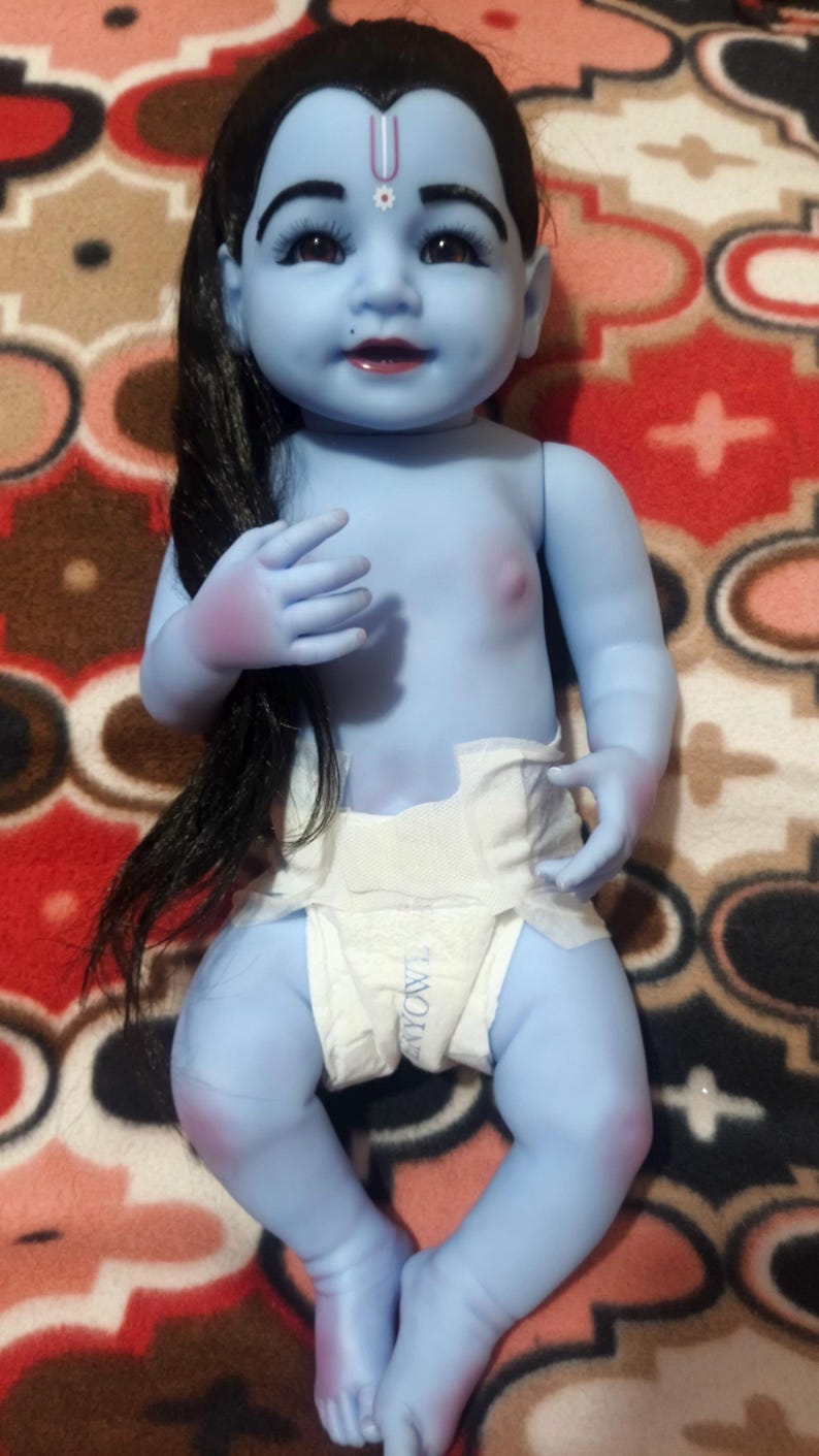 18inch/45cm Baby Krishna Handmade Flexible Doll | Gopal Ji Murti | Poseable Bal Gopal Idol Krishna Doll for Janmashtami Décor Hindu God Gift image 11
