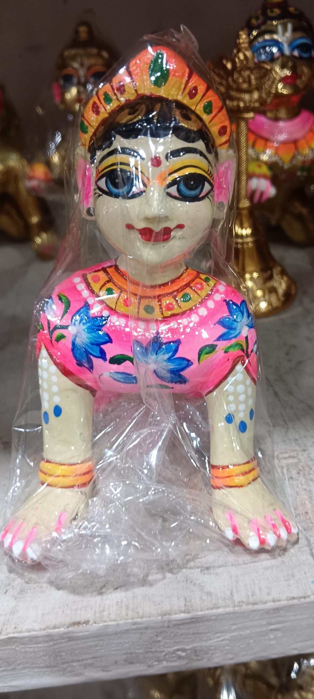 5inch-12cm-brass-radha-rani-statue-hindu-goddess-murticolorful-baby