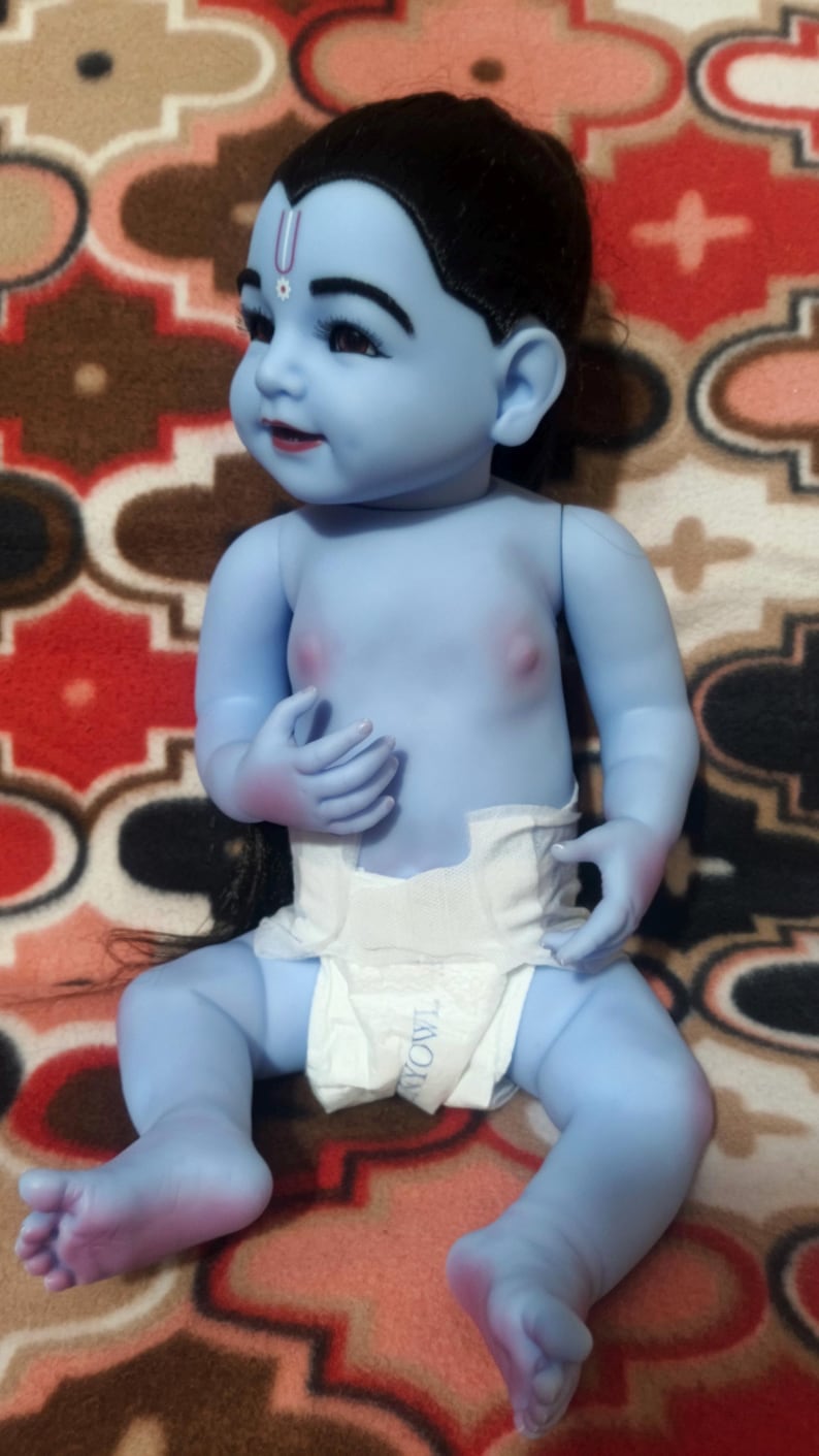 18inch/45cm Baby Krishna Handmade Flexible Doll | Gopal Ji Murti | Poseable Bal Gopal Idol Krishna Doll for Janmashtami Décor Hindu God Gift image 14