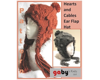 Modèle de chapeau à rabat d'oreille coeurs et câbles