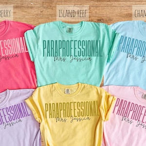 Personalized Paraprofessional Shirt, Comfort Colors Para Squad Shirt, Teacher Aide Gift, Funny Para Shirt Para Crew Paraeducator Teacher Tee