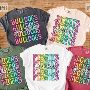 Retro Neon School Mascot Shirt, Custom Team Mascot Shirt, Back to School Spirit Shirt, Sports Team Name Shirt, Cheer Mascot Tee Game Day