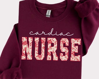 Floral Cardiac Nurse Sweatshirt, Toile Heart Anatomy