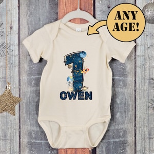 Outer Space Birthday Shirt: 1st Trip Around Sun, Family Astronaut Tee image 2