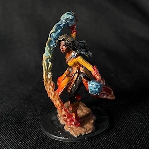 Hand Painted Female Wizard Sorcerer DnD Fire Mage Mini (Dungeons and Dragons TTRPG Miniature)