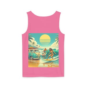 Retro Beach Vibes Unisex Tank Top, Sommerkleidung, lässige Bademode, Urlaubs Shirt, Surf Geschenk, Küstenstil