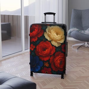 Vintage Blumenkoffer, Gepäck für Reisebegeisterte, Wochenendausflüge, Geschenk für Reisende, stilvolles Blumenmuster