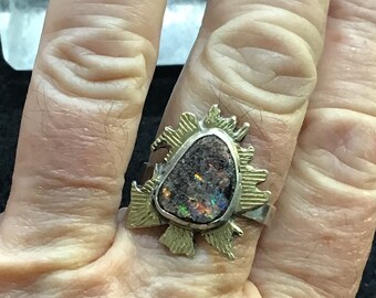 Opal ring, Australian opal ring, confetti ring, handmade ring