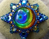 Joyería de cristal Star, arco iris, brújula colgante estrella, estrella de Navidad, joyas de espiral, espiral, handmade, único en su clase