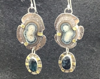 Amethyst slice earrings, one of a kind earrings, gemstone earrings