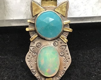 Cat pendant, cat jewelry, handmade jewelry