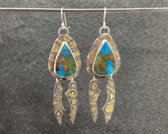 Shattuckite earrings, blue earrings