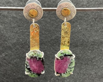 Ruby Zoeisite earrings, dangle earrings