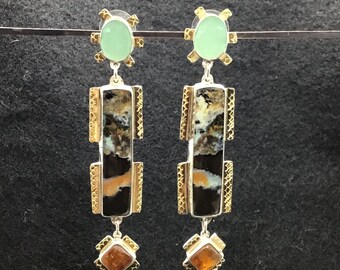 Opalized Wood earrings, One of a kind earrings, gemstone earrings