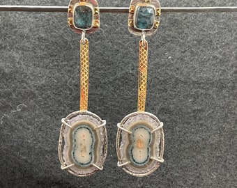 Amethyst slice earrings, dangle earrings