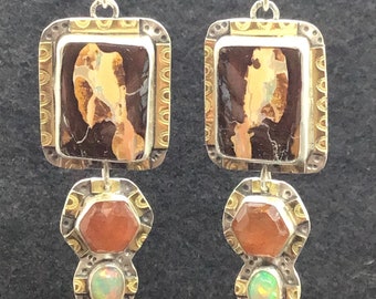 Opal earrings, gemstone earrings, handmade earrings
