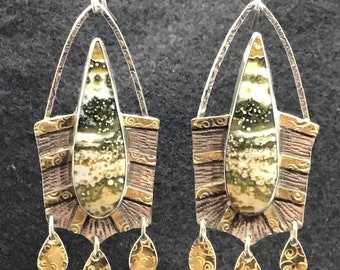 Jasper earrings, dangle earrings, Earthtone earrings