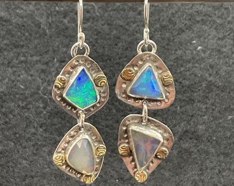 Opal earrings, dangle earrings