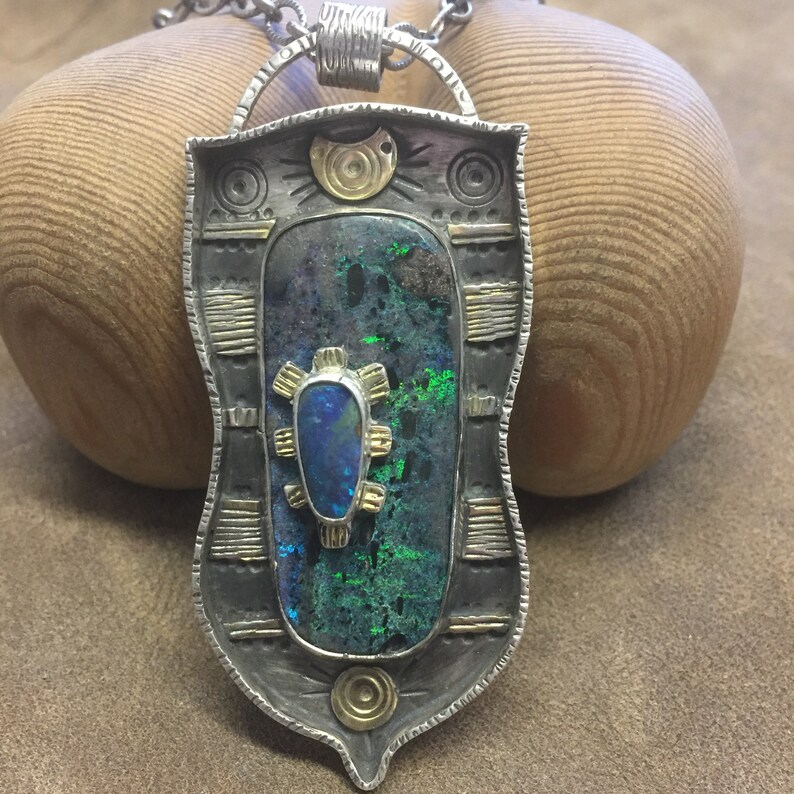 Andamooka Matrix Opal Necklace Opal Necklace Boulder Opal Etsy